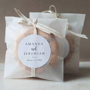 Sticker Rond Élégante calligraphie moderne Mariage noir et blan