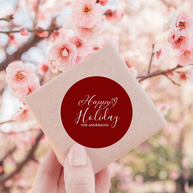 Sticker Rond Élégante calligraphie Rouge Noël de Noël (Créateur téléchargé)