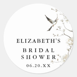 Sticker Rond Élégante Chinoiserie Florale Moderne pour Mariage