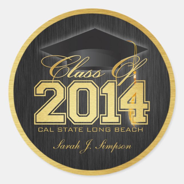 Sticker Rond Elégante classe Black and Gold de 2014 (Devant)