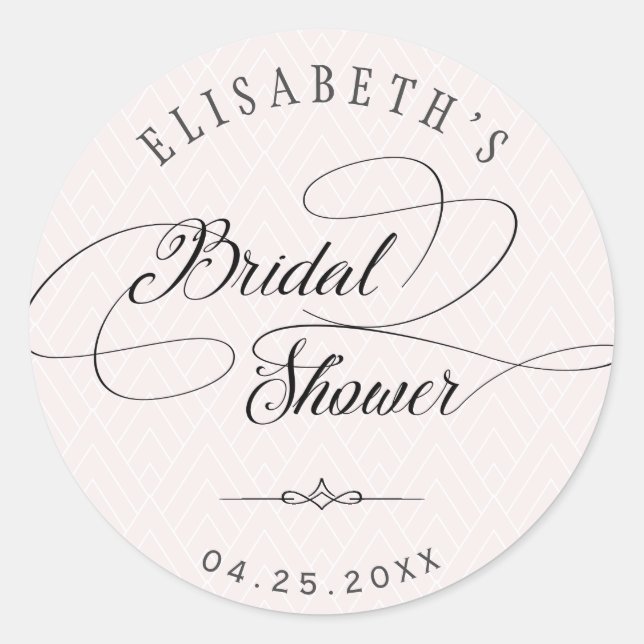 Sticker Rond Elégante classe calligraphie nuptiale douche blush (Devant)