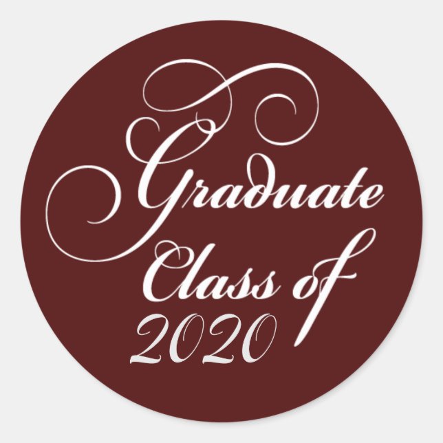 Sticker Rond Élégante Classe de Graduation de 2020 Merci rouge (Devant)