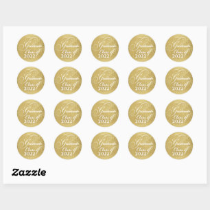 Sticker Rond Élégante Classe de Graduation Or de 2022 Merci