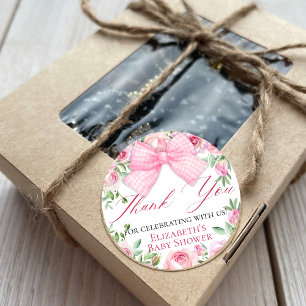 Sticker Rond Elégante coquette rose et Merci Rose