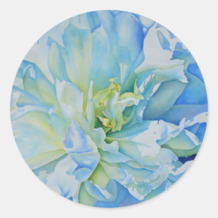 Sticker Rond Elégante couleur bleue turquoise florale