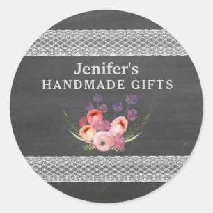 Sticker Rond Elégante couleur d'aquarelle vintage en damier