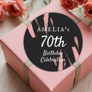 Sticker Rond Elégante couleur rose noire 70e anniversaire