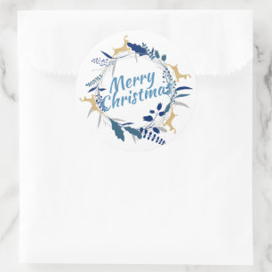 Sticker Rond Élégante couronne de rennes d'or fleurie couronne