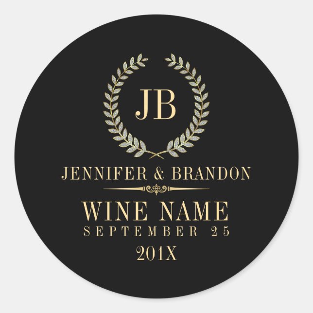 Sticker Rond Elégante couronne or et argent Laurel (Devant)