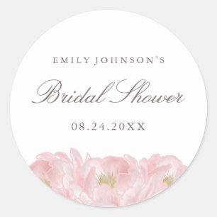 Sticker Rond Élégante douche de mariée au pivoine rose