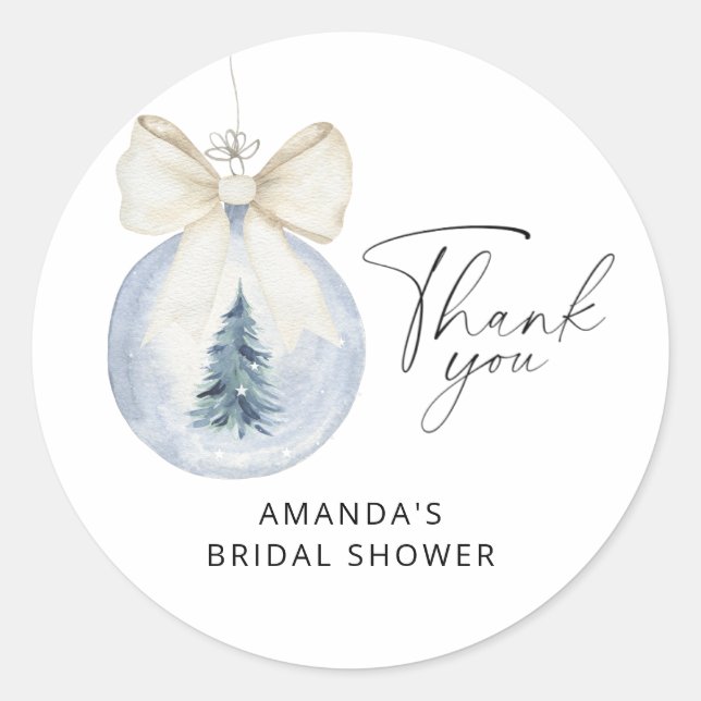 Sticker Rond Élégante douche de mariée d'hiver  (Devant)