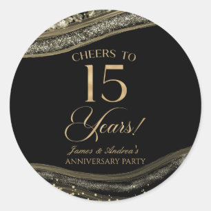 Sticker Rond Élégante Fête d'anniversaire de 15 ans en Agate No