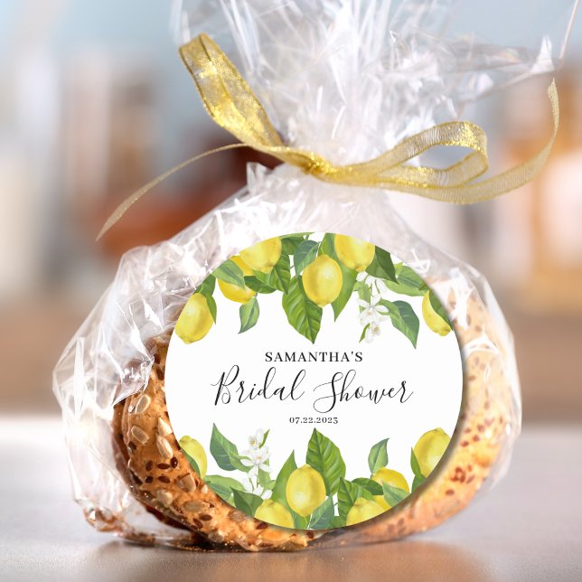 Sticker Rond Élégante Fête de Mariage Citron Citrus (Créateur téléchargé)