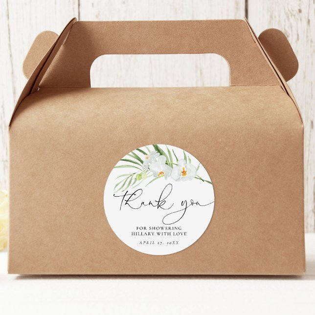 Sticker Rond Élégante Fête de Mariage Orchidée Blanche (Créateur téléchargé)