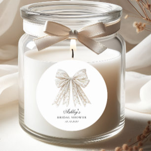 Sticker Rond Elégante Fête des mariées minimaliste Perles Bow