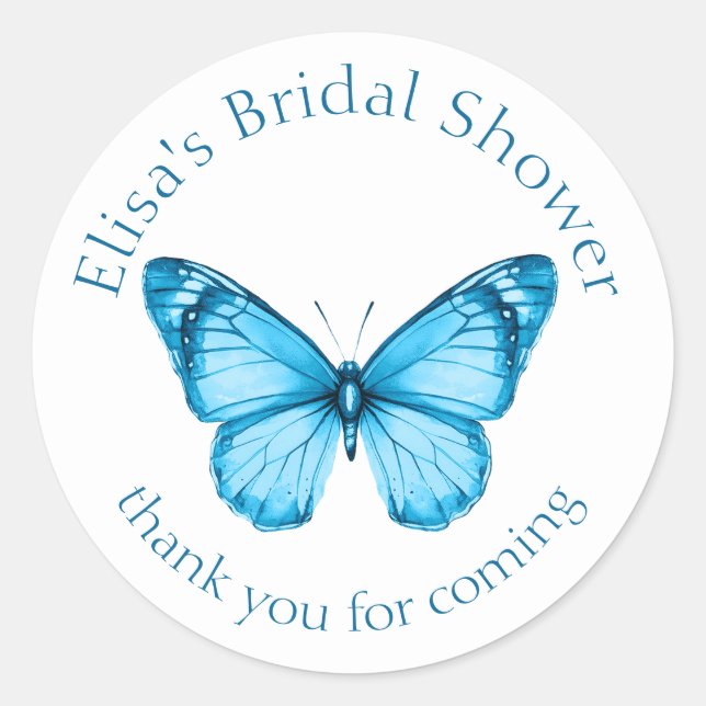 Sticker Rond Elégante Fête des mariées papillons PERSONNALISÉE (Devant)