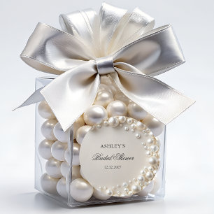 Sticker Rond Elégante Fête des mariées Pastel Pearls