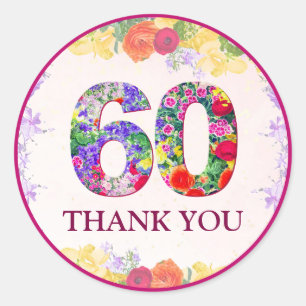 Sticker Rond Élégante fête du 60e anniversaire de floraison / P