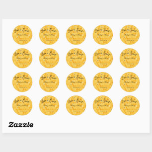 Sticker Rond Élégante feuille de pot de miel gravée