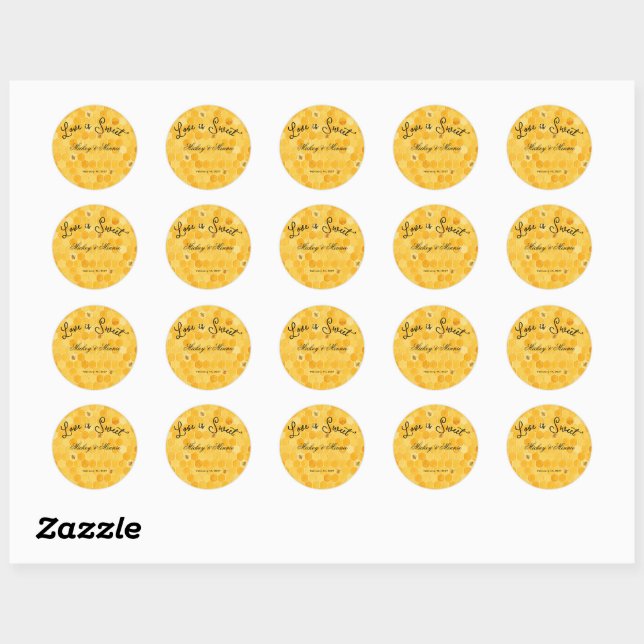 Sticker Rond Élégante feuille de pot de miel gravée (Feuille)