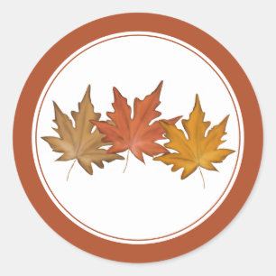 Sticker Rond Élégante feuille d'érable rouge rustique de récolt