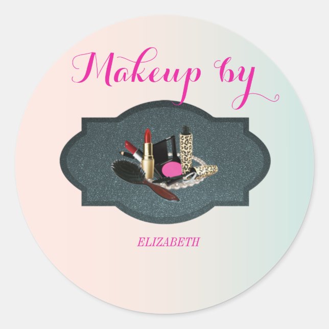 Sticker Rond Élégante fille modérée, artiste de maquillage (Devant)