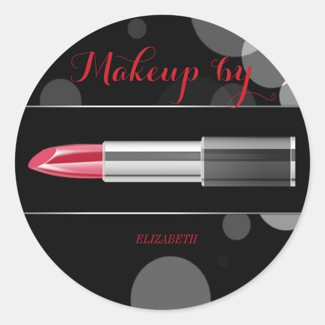 Sticker Rond Élégante Fille Modérée, Maquilleuse, Rouge à Lèvre (Devant)