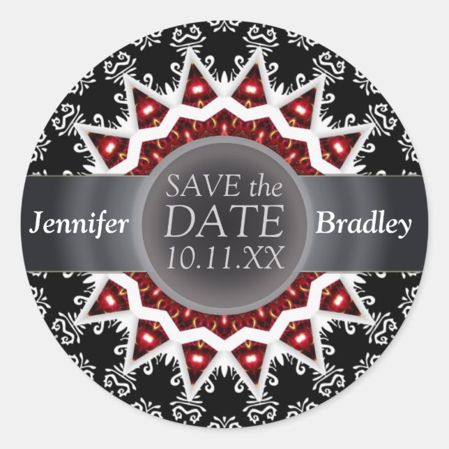 Sticker Rond Élégante flamme Black/White Star Enregistrer le st (Devant)