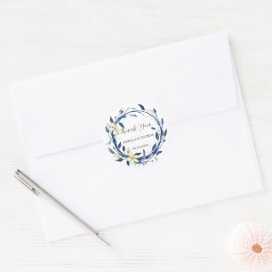 Sticker Rond Élégante fleur de lys bleue aquarelle florale bota