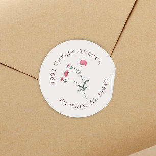 Sticker Rond Elégante Floral Rose & Green Fête des mariées Adre