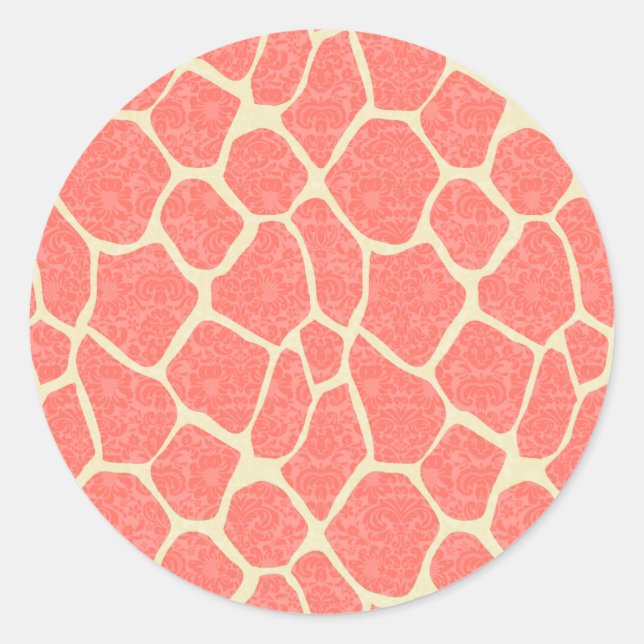 Sticker Rond Elégante girafe romantique moderne damask (Devant)