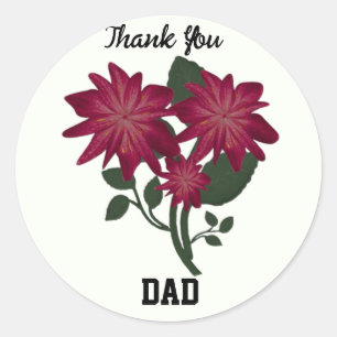 Sticker Rond Élégante illustration botanique florale rose profo