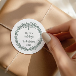 Sticker Rond Élégante illustration de Noël minimaliste en ligne