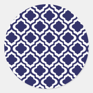 Sticker Rond Elégante Marine Marocaine Trellis Quatrefoil Clove