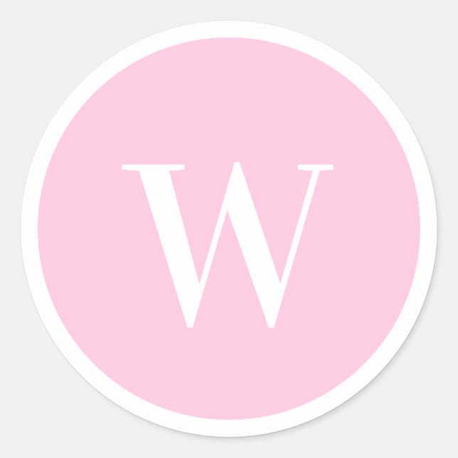 Sticker Rond Élégante Monogramme Initiale Rose Bébé (Devant)