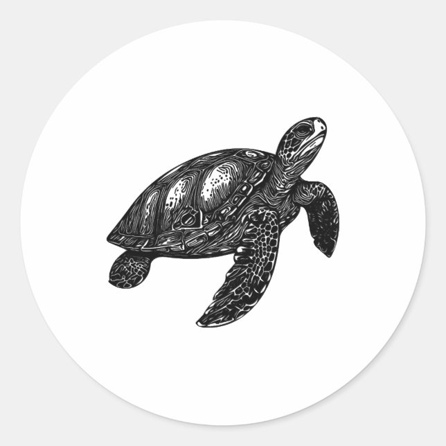 Sticker Rond Élégante Nage Vielle tortue d'eau Copier (Devant)