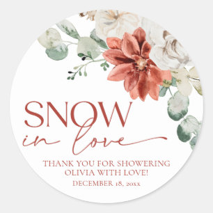 Sticker Rond Élégante neige rouge en amour Hiver Enterrement de