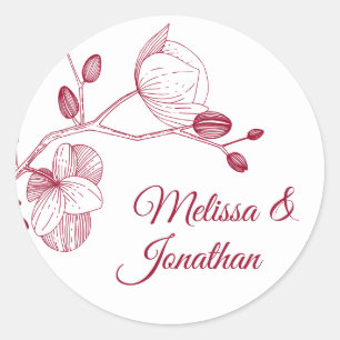 Sticker Rond Elégante orchidée romantique moderne mariage
