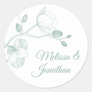 Sticker Rond Elégante orchidée romantique moderne mariage