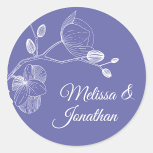 Sticker Rond Elégante orchidée romantique moderne mariage cla