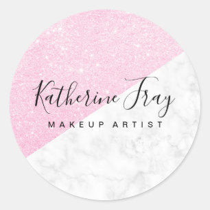 Sticker Rond Elégante parties scintillant d'or rose maquillage