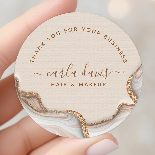 Sticker Rond Elégante Parties scintillant Or Marbre Agate Moder (Créateur téléchargé)