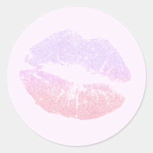 Sticker Rond Élégante parties scintillant rose en or violet l