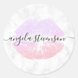 Sticker Rond Elégante parties scintillant rose moderne en or l
