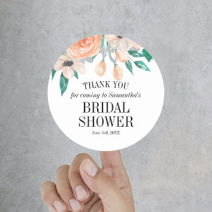 Sticker Rond Elégante Pêche Fête des mariées florale Personnali