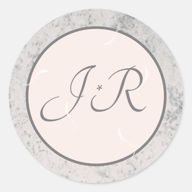 Sticker Rond Elégante pêche monographique et gris (Devant)