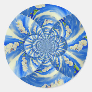 Sticker Rond Elégante peinture à l'aquarelle d'orchidée blanche