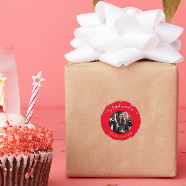 Sticker Rond Élégante photo rouge espagnol diplômé (Fête)