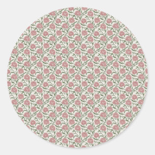 Sticker Rond Élégante Pivoine Vintage & Vigne Mousseuse Aquarel