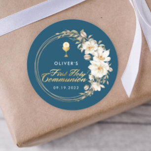 Sticker Rond Élégante première sainte communion